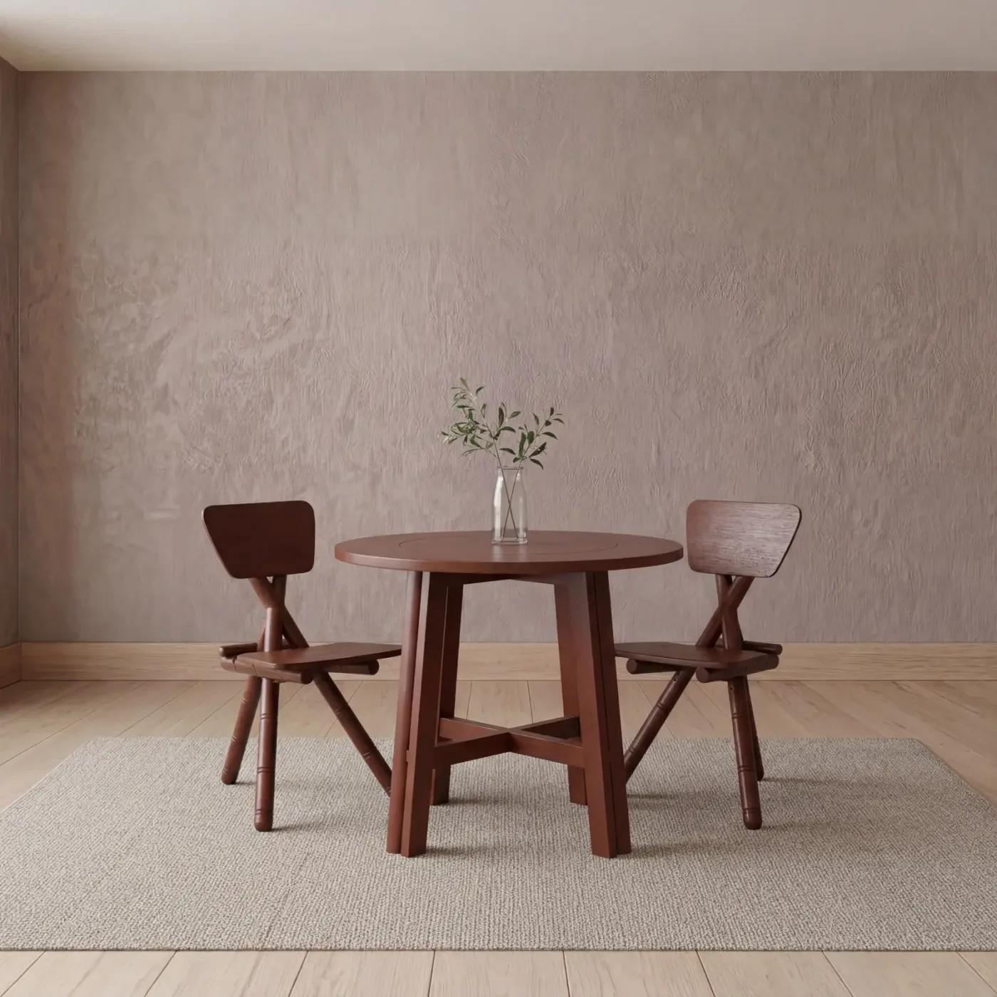 The complete Namasse dining set, viewed from the front